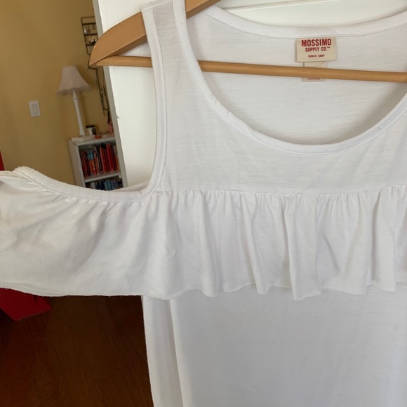 White Ruffle Cold-Shoulder Top - Picture 2 of 3